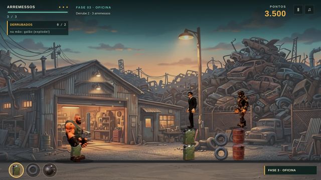 Uma partida de Bruto Vale — Arremesso de Sucata em andamento, capturada dentro do jogo.