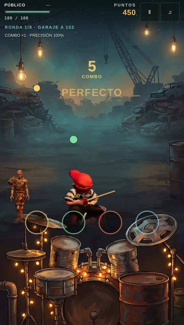 Una partida de Batucada de Chatarra en curso, capturada dentro del juego.