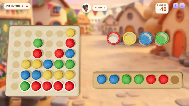 Una partida de Las bolitas de colores de Lia en curso, capturada dentro del juego.
