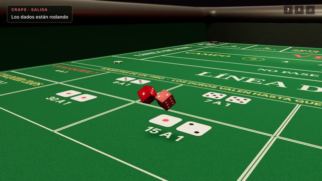Una partida de Craps en curso, capturada dentro del juego.