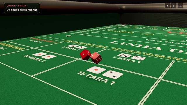 Uma partida de Craps em andamento, capturada dentro do jogo.