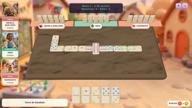 Una partida de Dominó de la Plaza en curso, capturada dentro del juego.