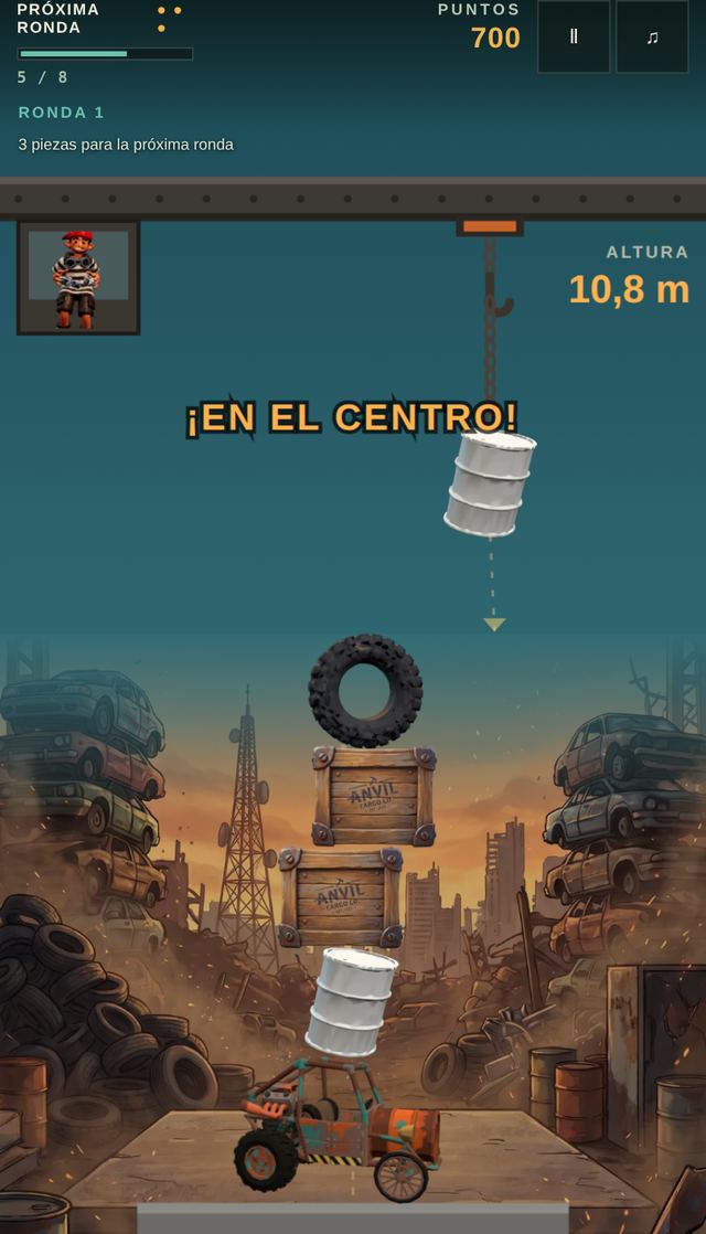Una partida de La Grúa del Taller en curso, capturada dentro del juego.