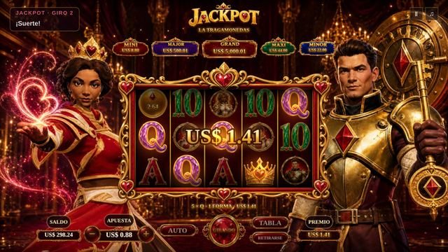 Una partida de Jackpot, la tragamonedas en curso, capturada dentro del juego.