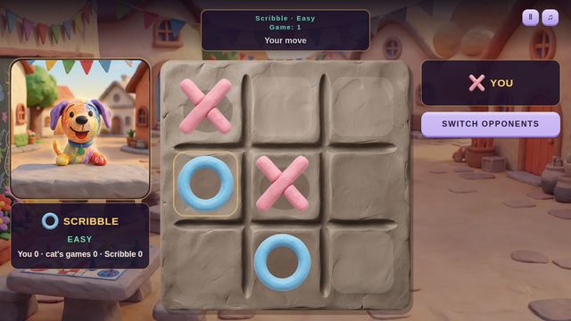 Screenshot of Tic-Tac-Toe, mid-game.