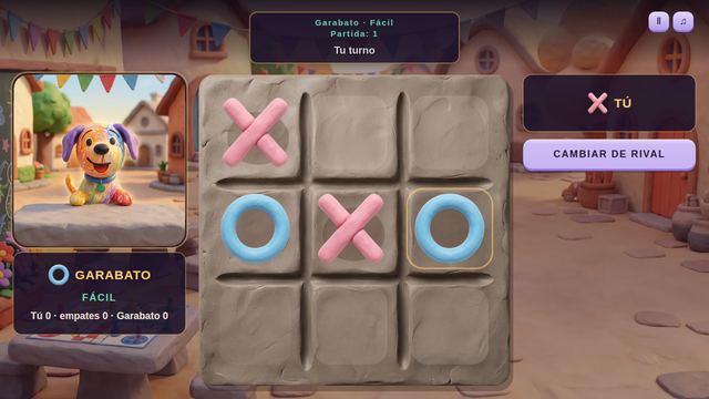 Una partida de Tres en línea en curso, capturada dentro del juego.