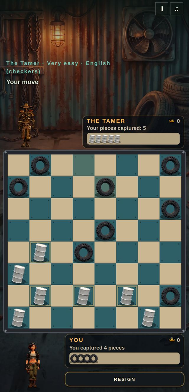A round of Checkers in progress, captured inside the game.
