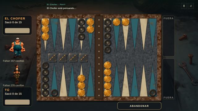 Una partida de Backgammon en curso, capturada dentro del juego.