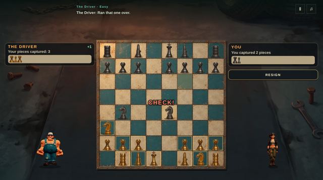 Screenshot of Chess, mid-game.