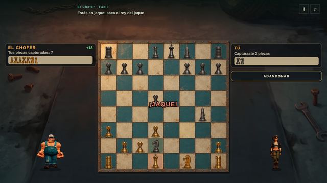Una partida de Ajedrez en curso, capturada dentro del juego.