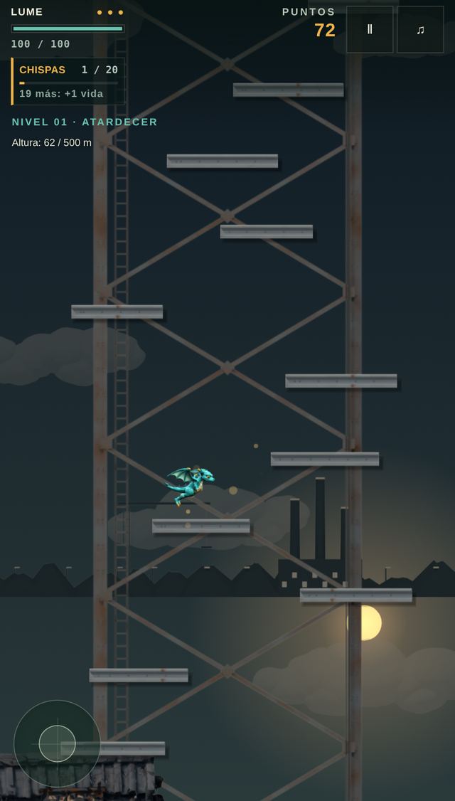 Una partida de Lume en la Torre en curso, capturada dentro del juego.