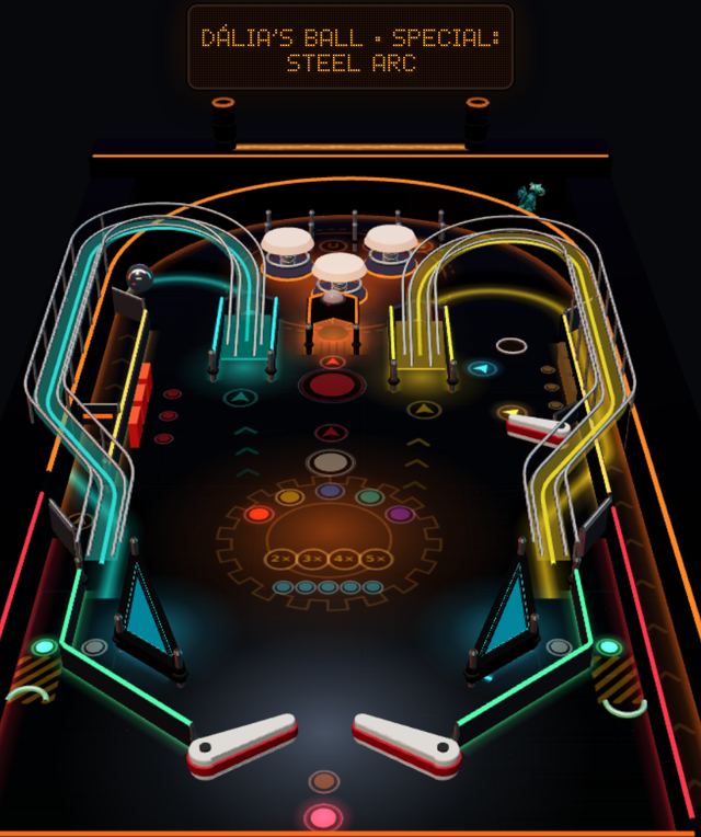 Screenshot of Dragon Pinball, mid-game.