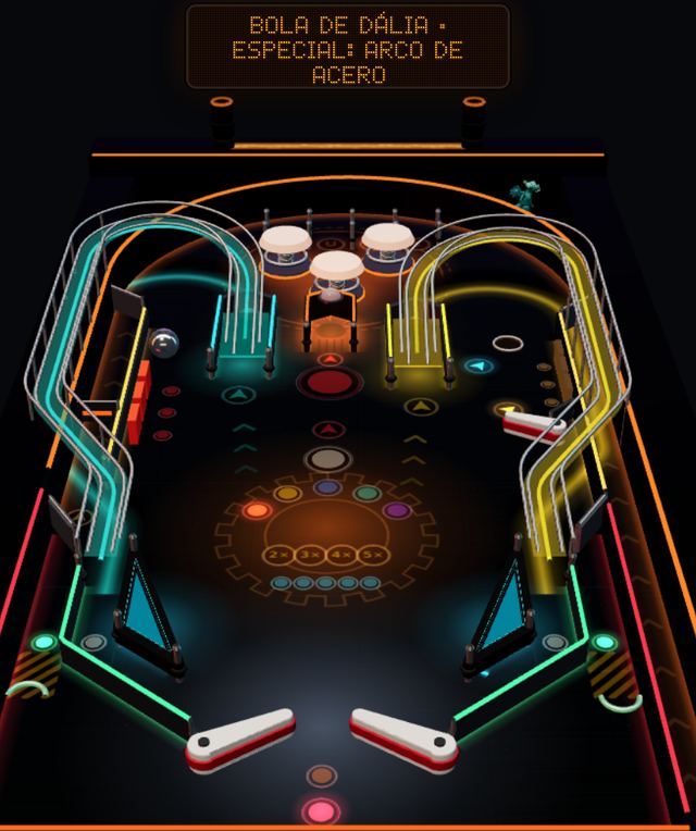 Una partida de Pinball de los Dragones en curso, capturada dentro del juego.