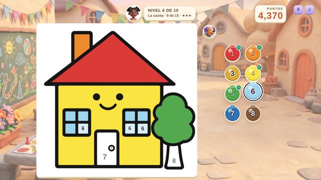 Una partida de Colorea por Números en curso, capturada dentro del juego.