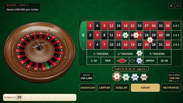 Una partida de Ruleta en curso, capturada dentro del juego.