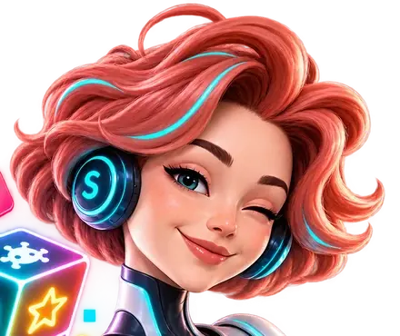 Selminha sonriendo con sus audífonos de IA.